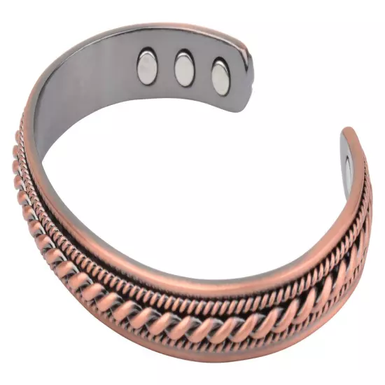 Copper Magnetic Bracelet Pain Energy Arthritis ADJUSTABLE CUFF MEN WOMEN USA S1