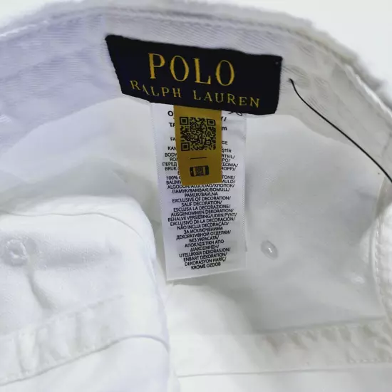 Polo Ralph Lauren Men's Cursive Script Chino Twill Baseball Ball Cap White Hat 