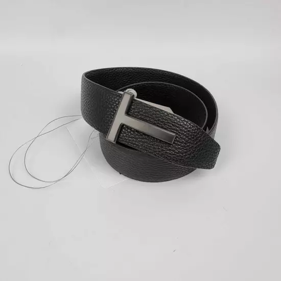 Authentic Tom Ford T Icon 40mm Black Grain Leather Belt New