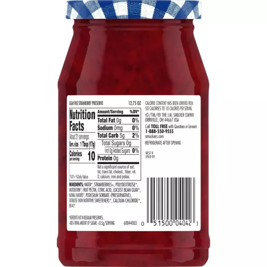 Smucker's Sugar Free Strawberry Preserves with Splenda Brand Sweetener, 12.75 Ou