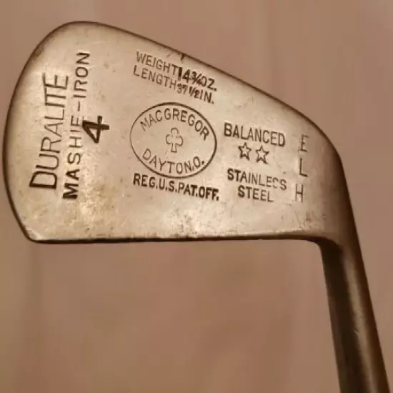 Vintage Golf Club Macgregor Duralite Mashie 4 Iron Dayton OH Steel Shaft