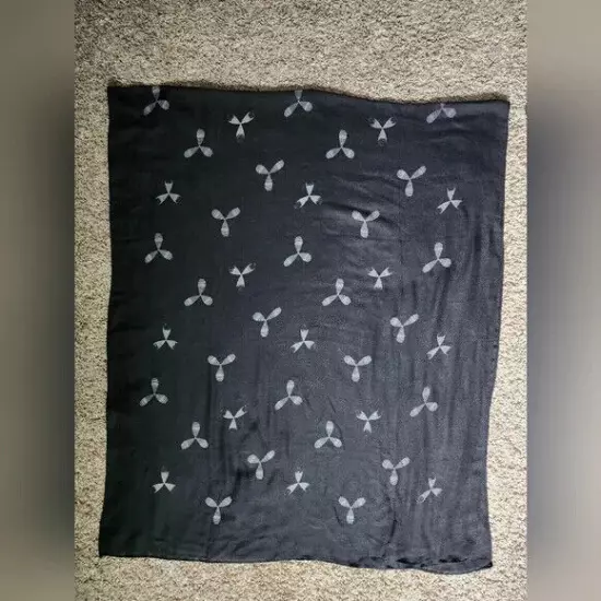 Black and grey printed cotton Scarf