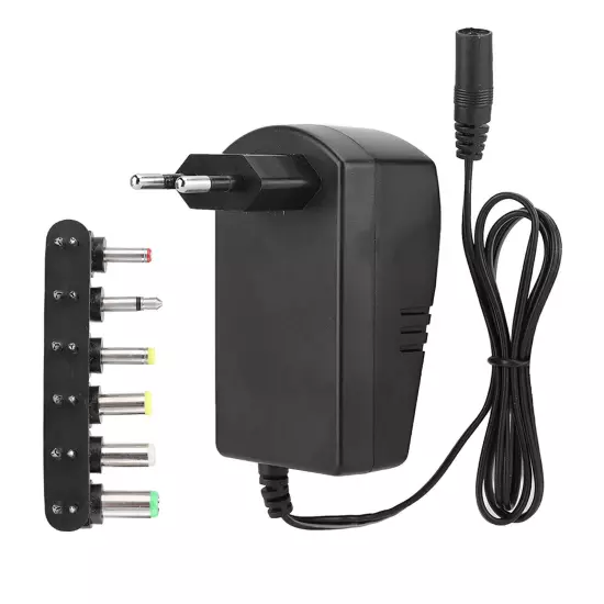 Universal 30W 3V-12V Adjustable Voltage Power Adapter With 6 Connectors