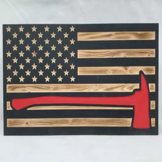 Hidden gun storage American Flag firefighter axe thin red line secret cabinet