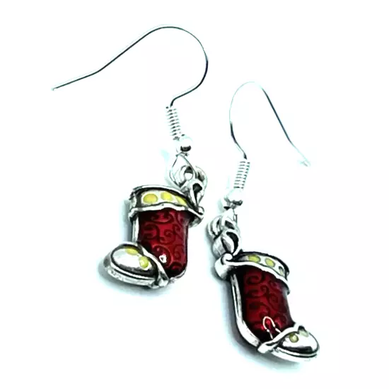 Brighton Nite Before Christmas Red Stockings Holiday Charms Silver Earrings