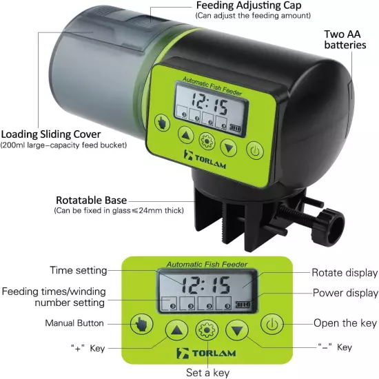 Auto Fish Feeder, Moisture-Proof Automatic Aquarium Tank Timer... 