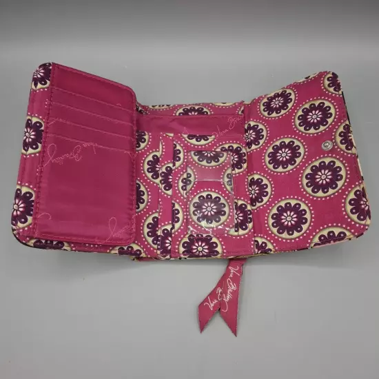 Vera Bradley Very Berry Paisley Tri-Fold Wallet, Zippered Pocket