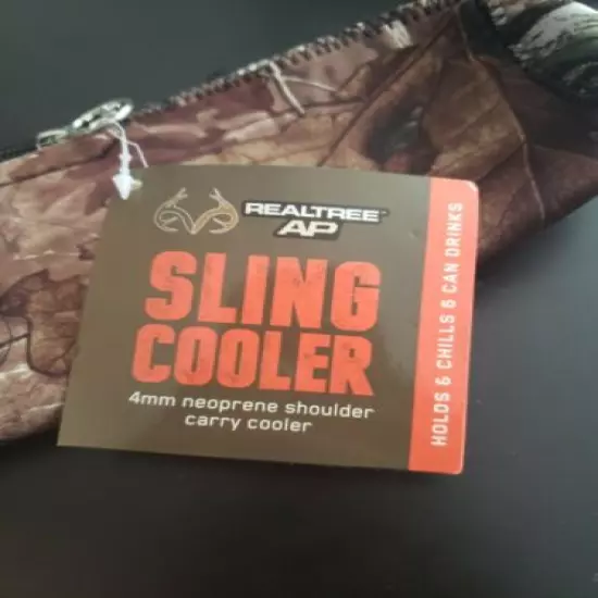 REALTREE AP Camouflaged Soft Cooler Sling 27"- Adjustable Strap, Stores 6 cans 