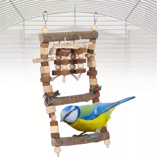 Bird Ladder Bridge Swing Chewing Toys Natural Logs Cage Accessories F AD5