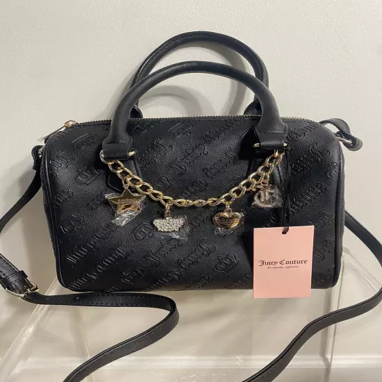 Juicy Couture Not Your Babe Satchel With Bag Charms NWT liquorice black Y2K gold