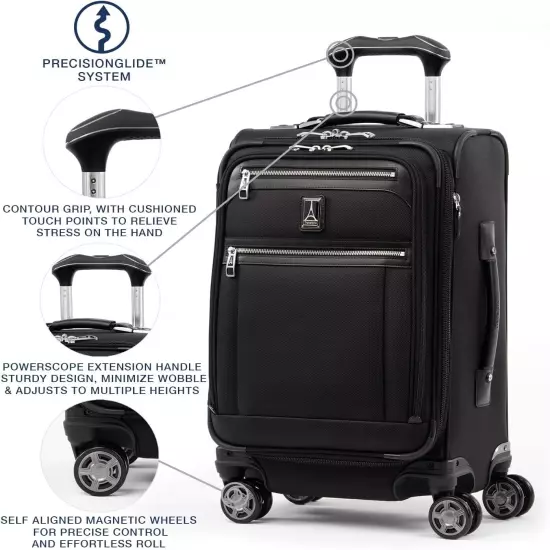 Travelpro Platinum Elite Softside Expandable Luggage 20in Black Suitcase