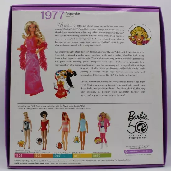 Barbie My Favorite Barbie 50th Anniversary 1977 Superstar Barbie Doll N5792 NRFB