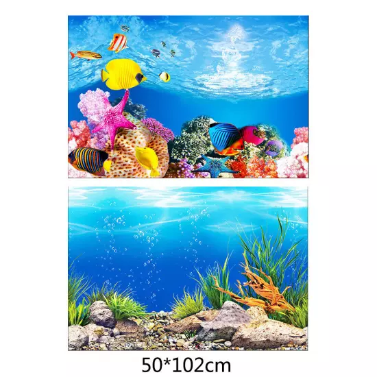 2 in 1 Double-sided Printing 3D Poster Decor Aquarium Fish Tank Background Decor