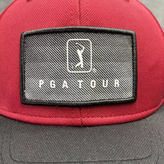 PGA Tour Pro Series Golf Hat Cap Adjustable Moisture Wicking Red Black Strapback