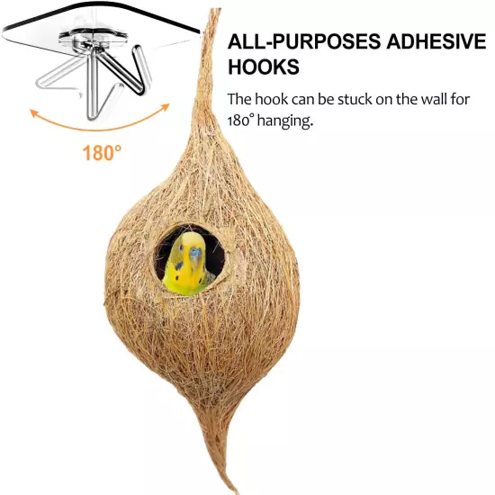 Natural Bird nest for Cages and breeding for All Medium,Small Birds Hanging Hook