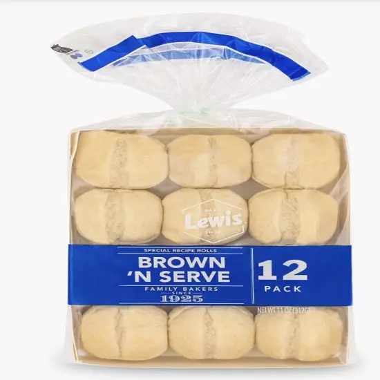 2 PACKS! LIMITED TIME DEAL! Lewis Bake Shop Brown ‘N Serve Rolls 12 Ct.