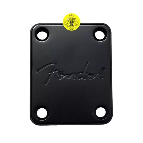 Black Electric Guitar Neck Plate for Fender Style ST SQ Mit Fender Logo 4 Screws