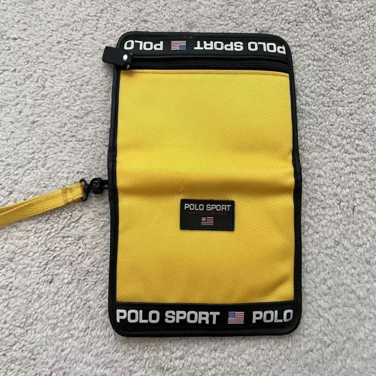 VTG Polo Sport Ralph Lauren Wristlet Travel Credit Card Wallet Case Nylon Yellow