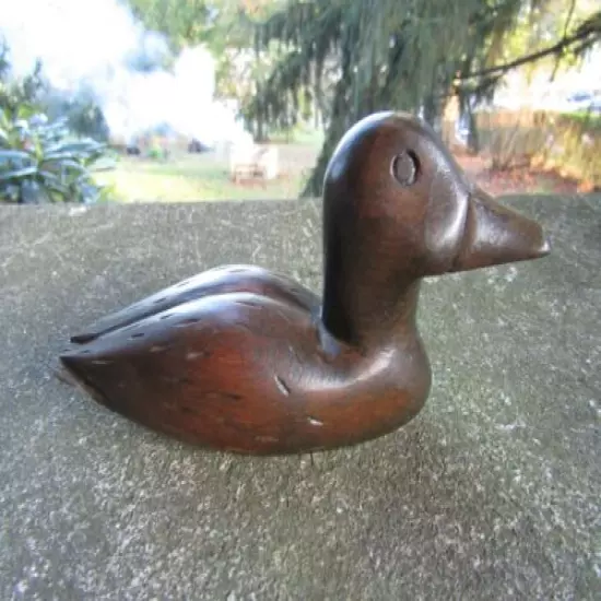 Vintage Wood Art- Hand Carved & Signed Duck- Marked xxx S 11-10-70 ~ 6.0" x 3.0"