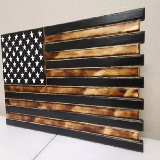 MINI AMERICAN FLAG GUN CONCEALMENT CASE with RFID lock Black and Torched