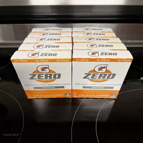 Gatorade G Zero Powder Lot, Orange, 10 Boxes (100 Packets) Exp 4/1/24