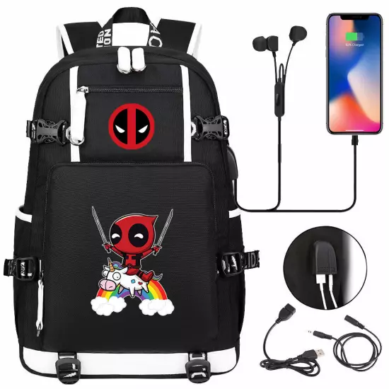 New Deadpool USB Backpack School Bags Men Teens Shoulder Outdoor Bags