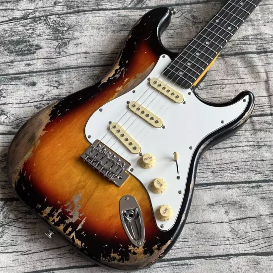 Custom Shop heavy relics sunburst aged electric guitar in stock shipping quickly