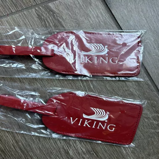 Viking Cruise Luggage Tags - Set of 2 - Red Leather - Brand New