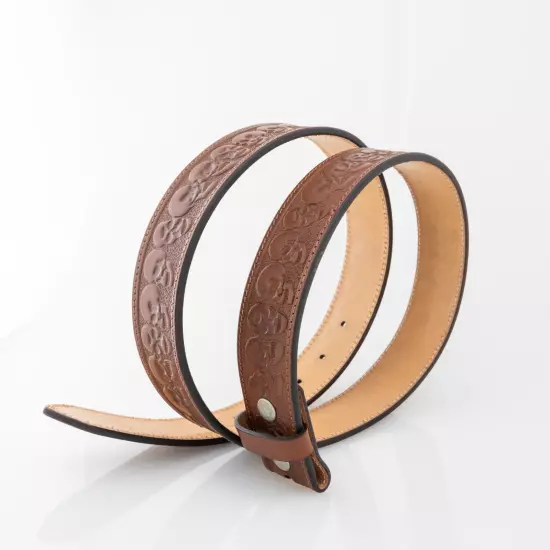 Genuine Leather Belt Strap, Western Full Grain Carved One Piece Leather Belt