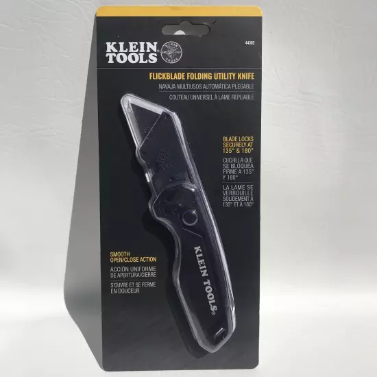 Klein Tools 44302 BLACK Flickblade Folding Utility Knife Customized Dyed Scales