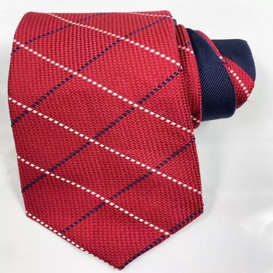 Tommy Hilfiger Two Tone Red Blue Geometric Silk Necktie Tie Men's 3.2" x 60"