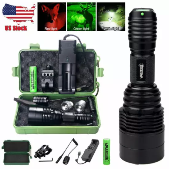 3in1 Tactical LED Flashlight Hunging Light Zoomable Torch Air Rifle Rail Mount