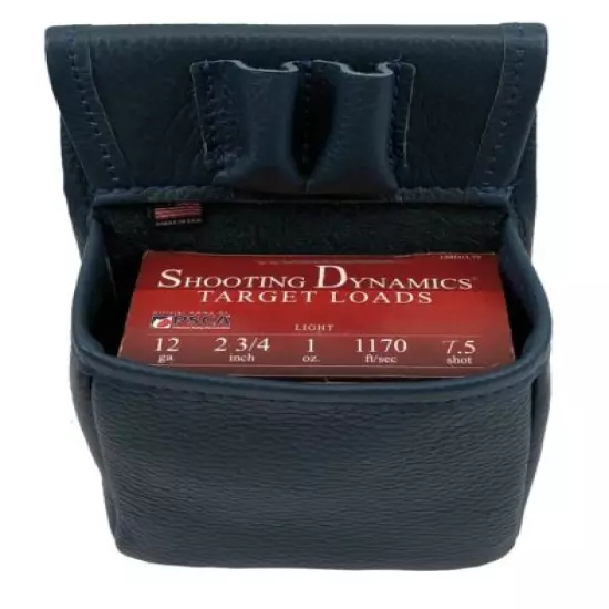 Genuine LEATHER SHOTGUN SHELL SKEET / TRAP SHOOTING POUCH Made in the USA BLUE