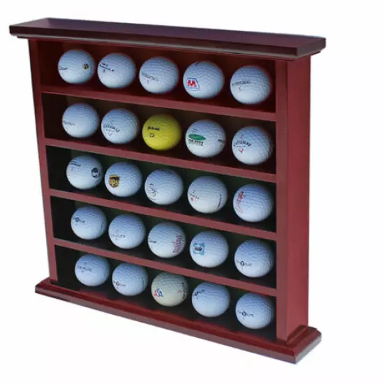 Golf Ball Display Case Wall Cabinet, NO Door, Holds 25 balls, GB25-MAH