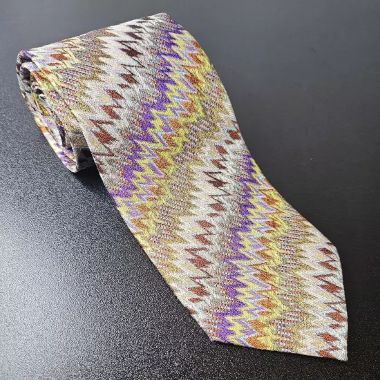 Missoni Cravatte Silk Tie Bold Geometric Pattern