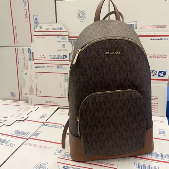 $358 Michael Kors CONNIE LG MF Backpack Handbag Brown Designer MK Bag NEW