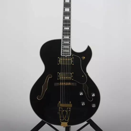 Custom Black Byrdland Electric Guitar Hollow Body Jazz F-Hole Gold Hardware