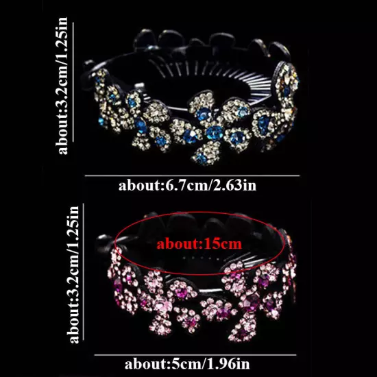 Women Rhinestone Ponytail Tail Hair Bun Holder Claw Clip Shiny Crystal Hairpin