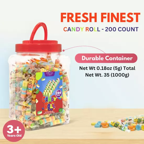 Assorted Hard Candy Rolls - 200 Pack for Classroom, Office, Valentines Gift