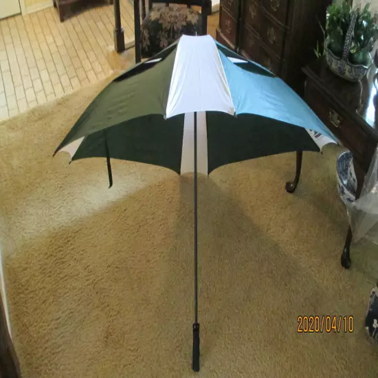  Cyclone 60" Green And White Golf Umbrella With Sleeve Double Canopy