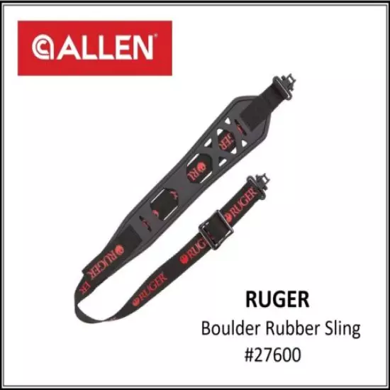 RUGER Boulder Rubber Rifle Sling w/Swivels, Non-Slip, Black, #27600 by Allen