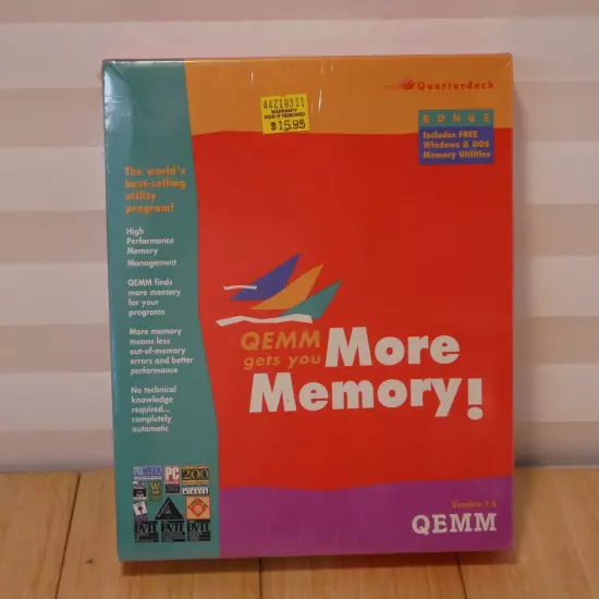 Quarterdeck QEMM More Memory! Version 7.5 NEW, Sealed BIG BOX Windows DOS