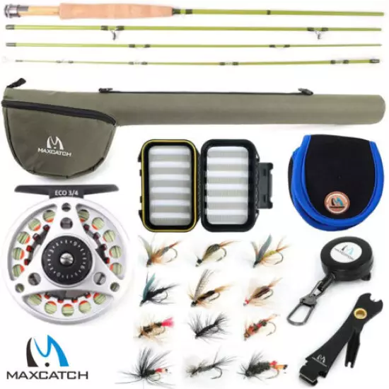 Maxcatch 1/2/3wt Ultra-Lite Fly Rod Combo for Stream River Panfish/Trout Fishing