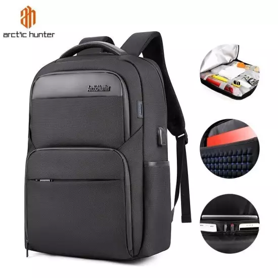 ARCTIC HUNTER Waterproof USB Charge Men Laptop Backpack Business school bag