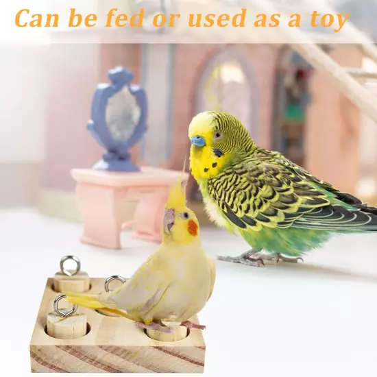 2 PCS Bird Perch Stand Platform Bird Foraging Toys Natural Wood Bird Toys Pla...