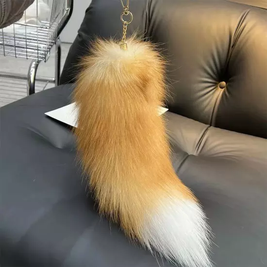 Huge Fluffy Faux Fur Fox-Tail Keychain Pompoms Bag Pendant Gift for Women Girl