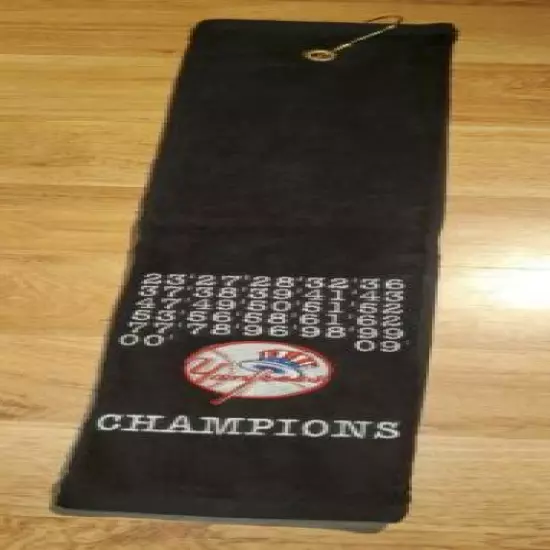 Yankees Embroidered Champion Years Trifold Golf Sport Towel 26x16 Black 