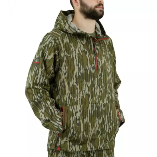 Mossy Oak Mid Season Anorak, Hooded Pullover Water Repellent Jacket for Men