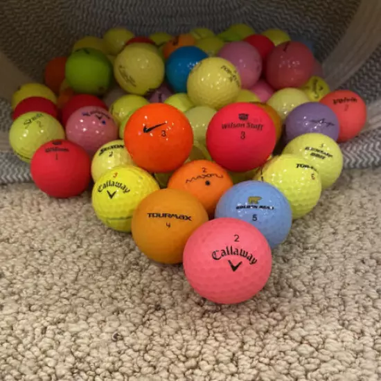 55 Golf Balls 4A-5A Grade Assorted Brands 50 White and 5 Colored SHIPS FREE! ⛳️