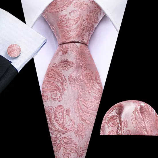 USA Mens Tie Striped Paisley Solid Paisley Necktie Hanky Cufflink Set Wedding